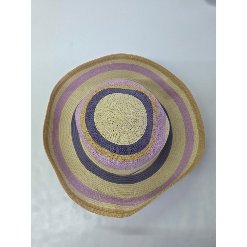 Columbia Sportswear Womens Striped Sun Hat Purple Yellow Tan Wide Brim CL9141 OS